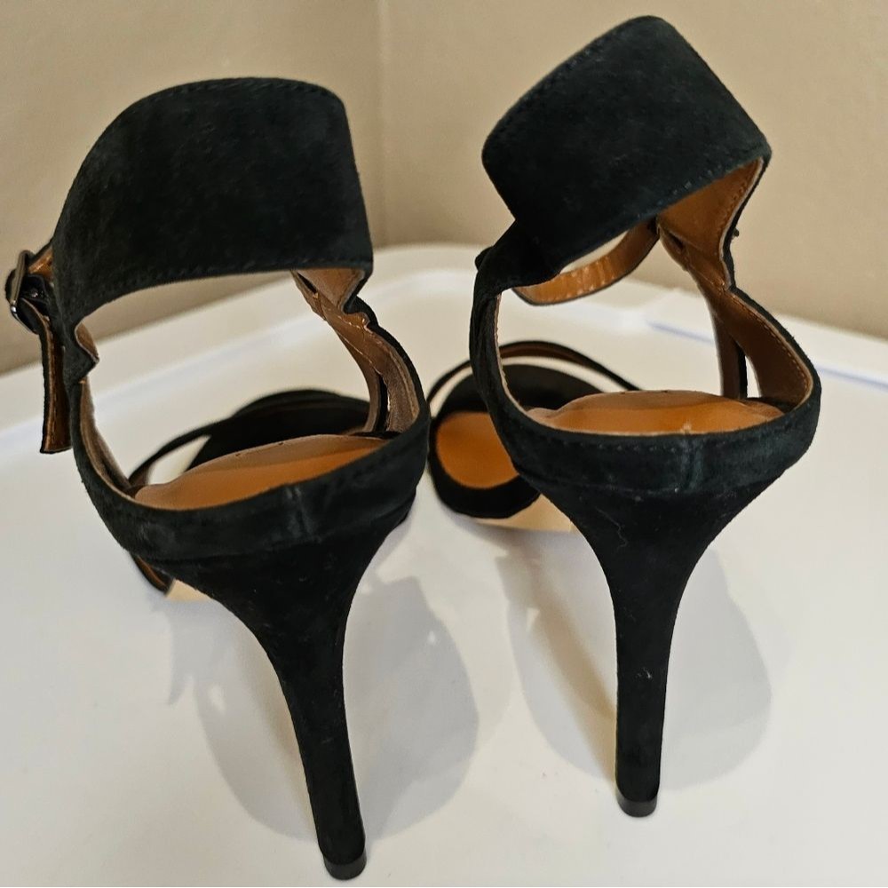 H by Halston Ainsley Black Suede Open Toe Sandal Heels Size 9.5 - Picture 6 of 6